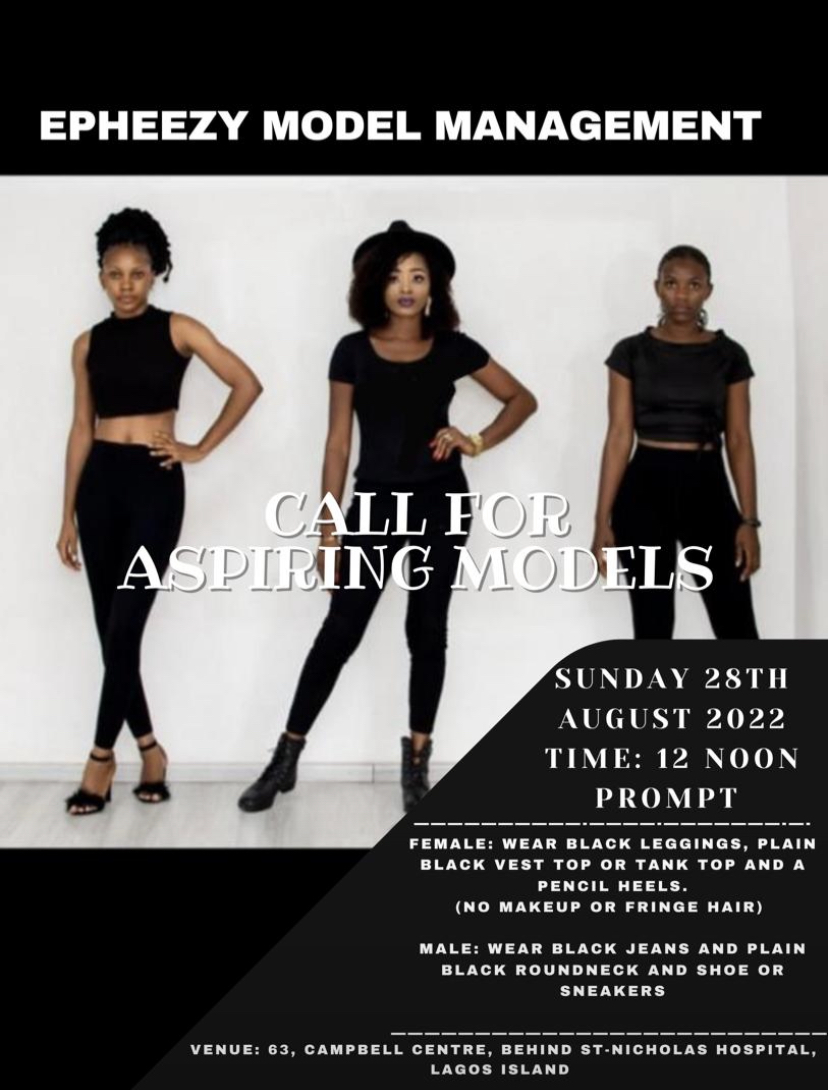 EPHEEZY MODELING MANAGEMENT Post free event in Nigeria using tickethub.ng, buy and sell tickets to event