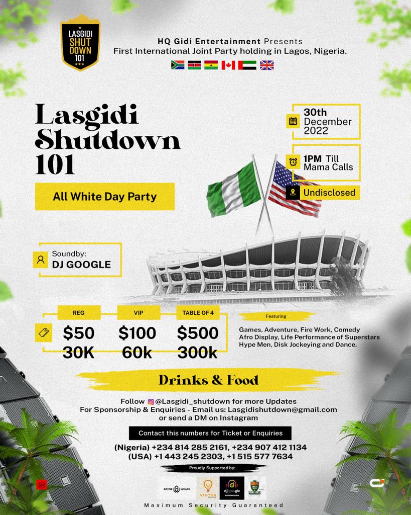 LASGIDI SHUTDOWN 101 Post free event in Nigeria using tickethub.ng, buy and sell tickets to event