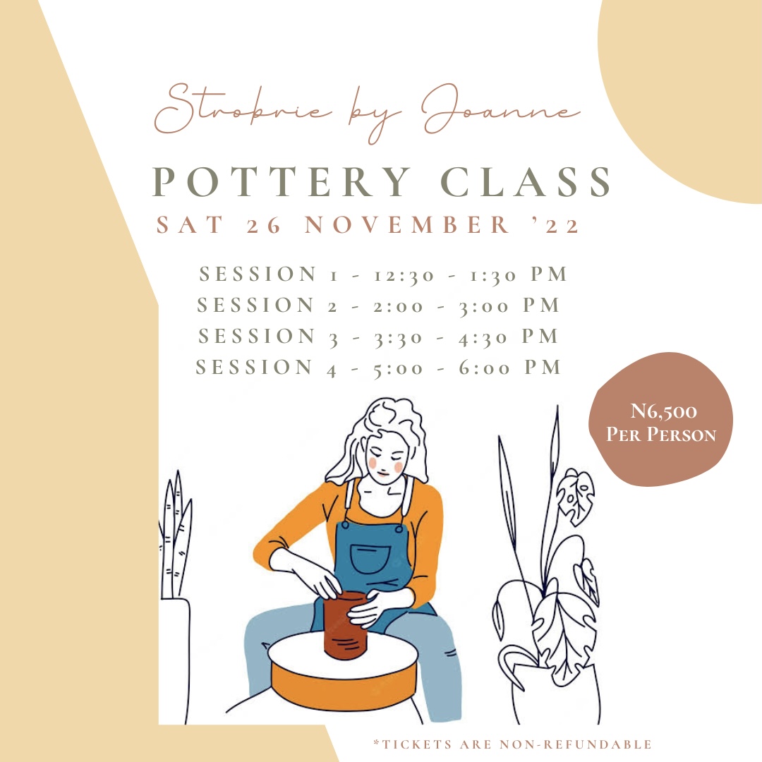 Pottery Workshop Nov 26 Post free event in Nigeria using tickethub.ng, buy and sell tickets to event