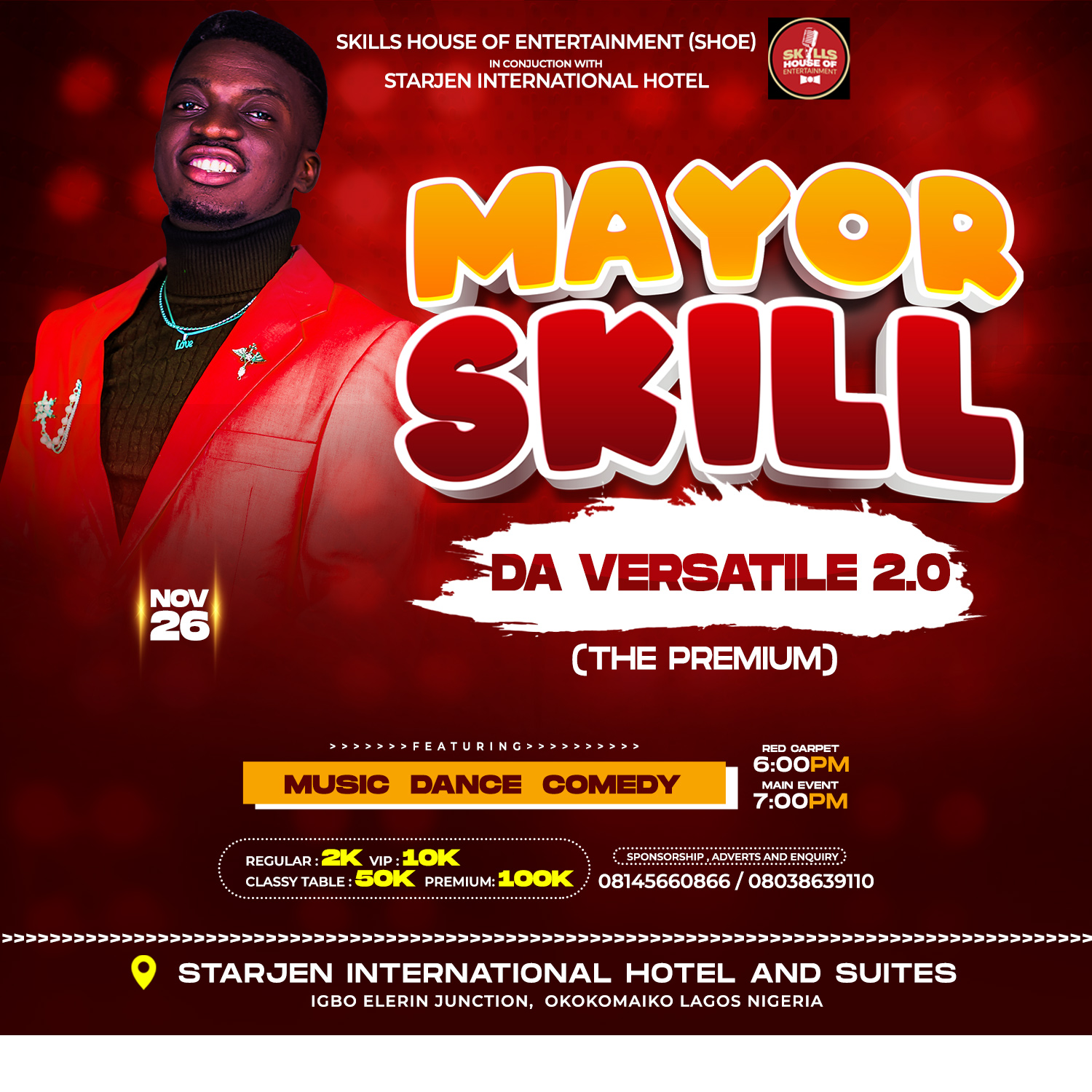 MAYORSKILL DA VERSATILE (THE PREMIUM) Post free event in Nigeria using tickethub.ng, buy and sell tickets to event