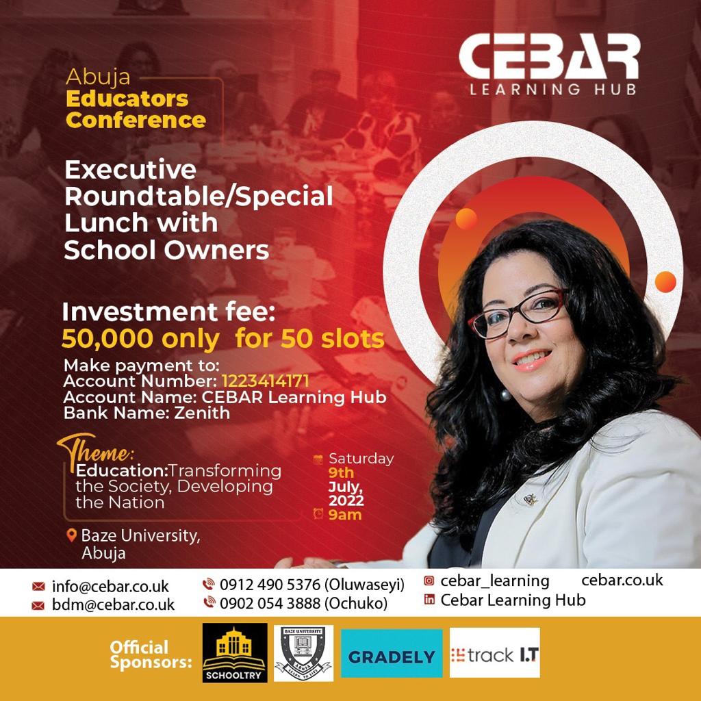 Abuja Educators Conference - Executive Roundtable/Special Lunch with School Owners Post free event in Nigeria using tickethub.ng, buy and sell tickets to event