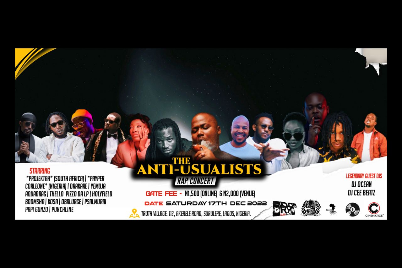 RAP RADIO AFRICA & LYRICIST LOUNGE NIGERIA Presents THE ANTI-USUALISTS RAP CONCERT Post free event in Nigeria using tickethub.ng, buy and sell tickets to event