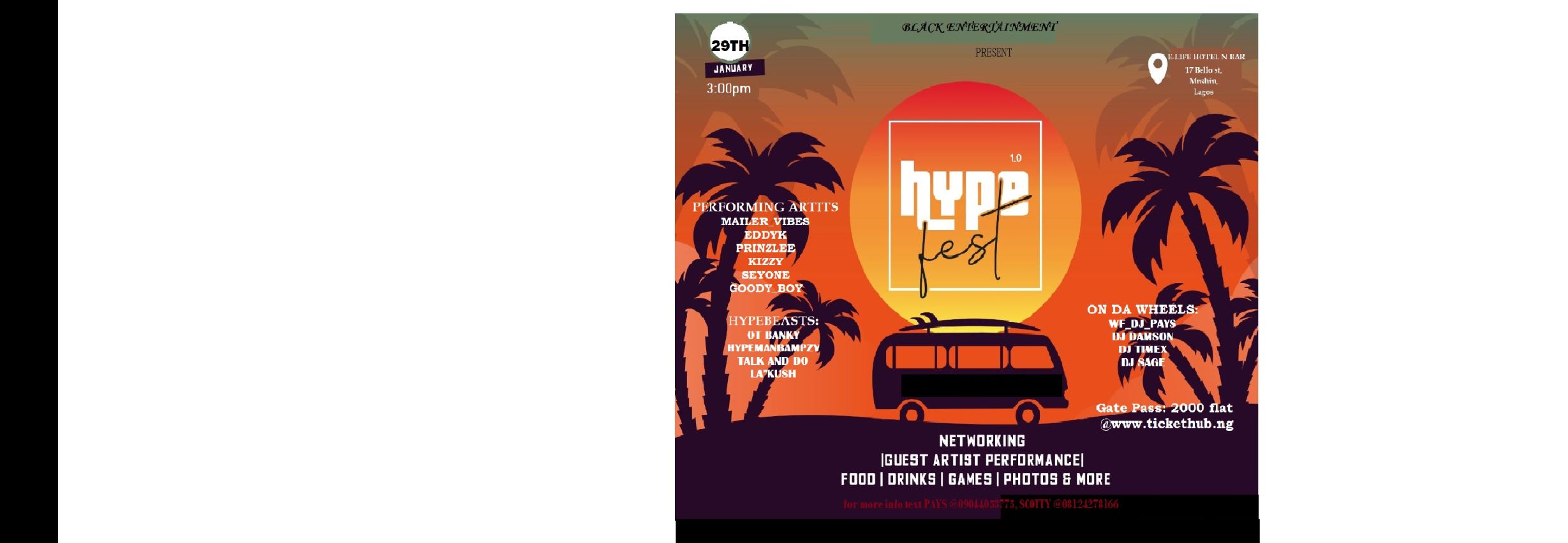 HYPEFEST 1.0 Post free event in Nigeria using tickethub.ng, buy and sell tickets to event