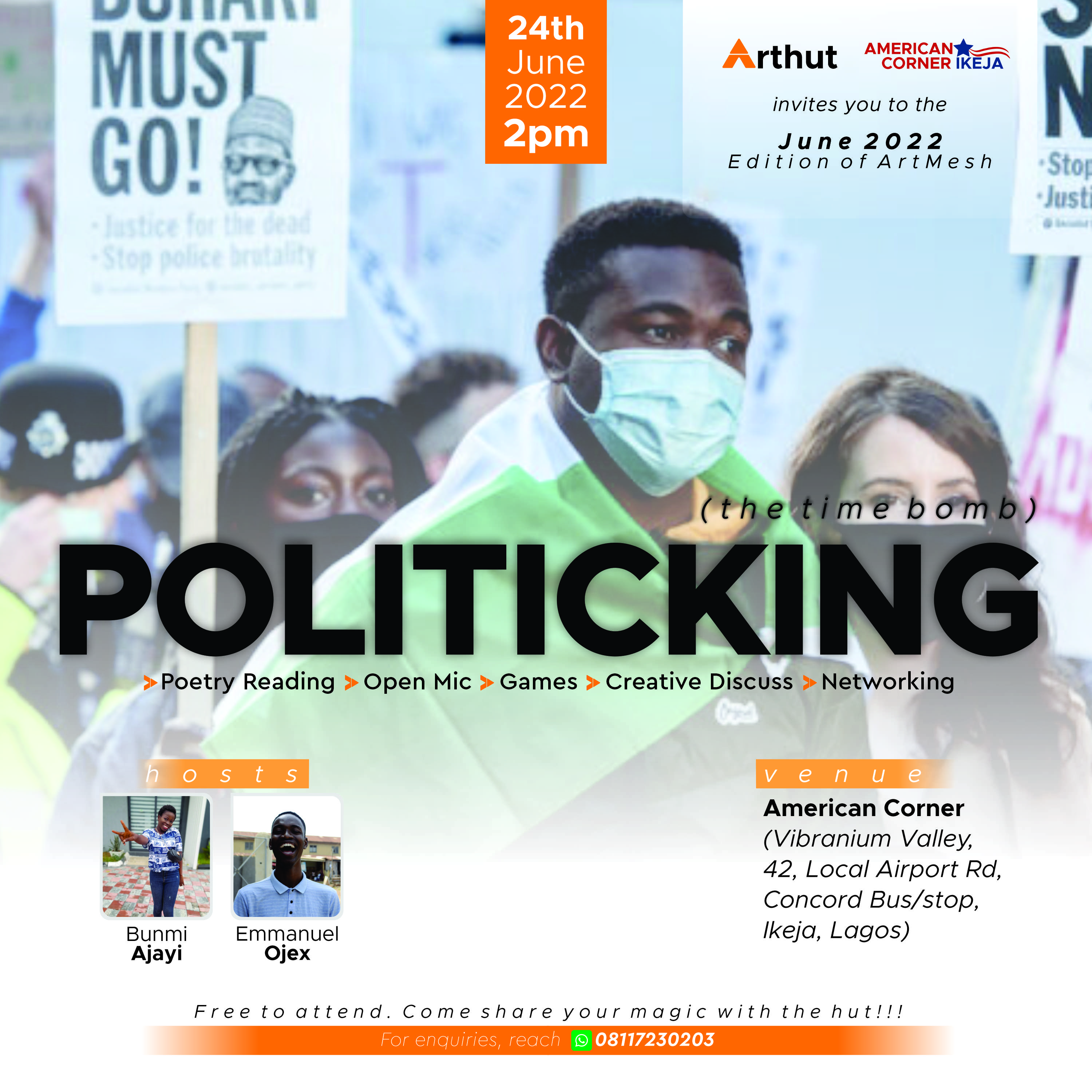 POLITICKING - ArtMesh (OpenMic) Lagos - June 2022 Edition Post free event in Nigeria using tickethub.ng, buy and sell tickets to event