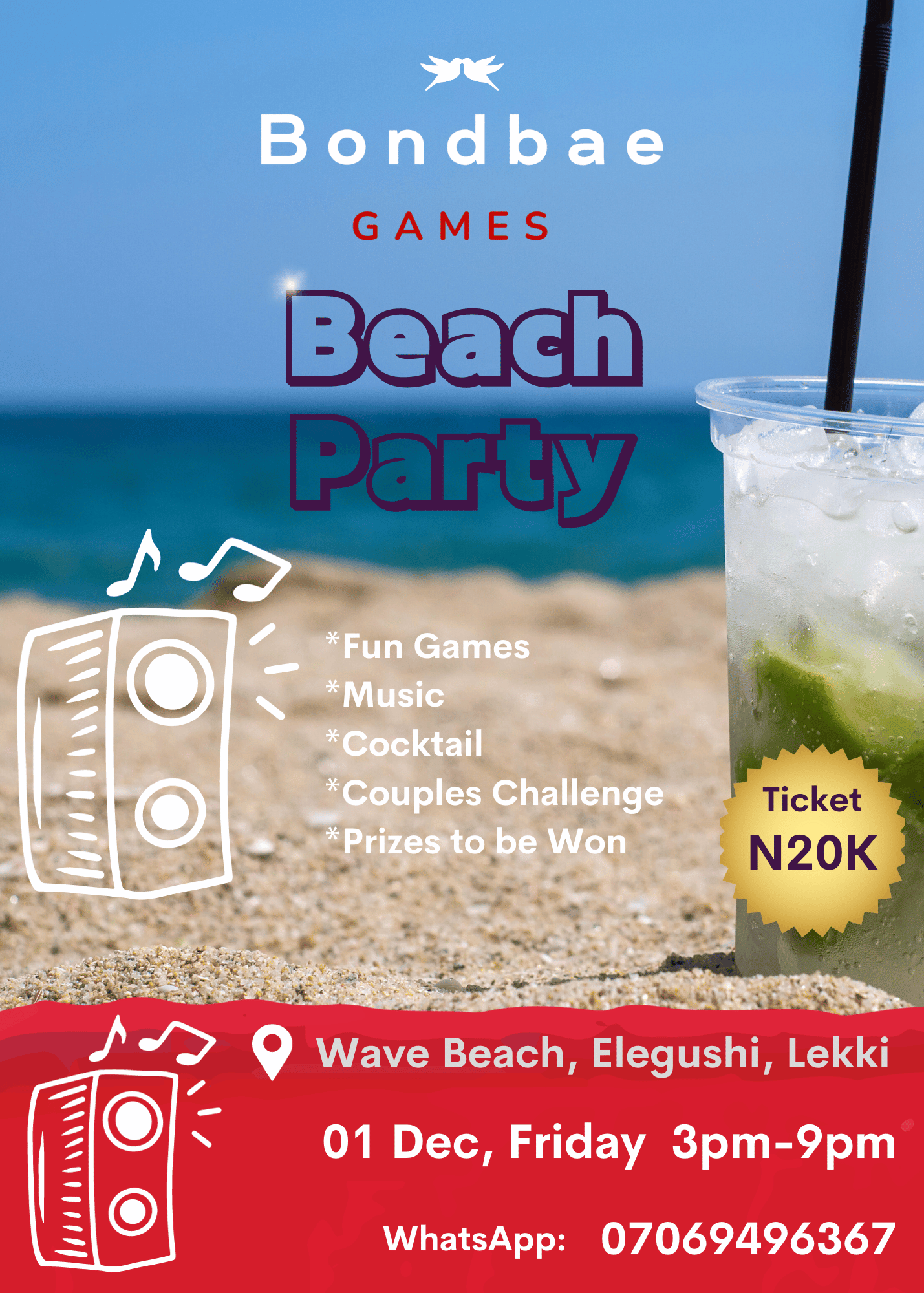 Bondbae Games - Beach Party Post free event in Nigeria using tickethub.ng, buy and sell tickets to event