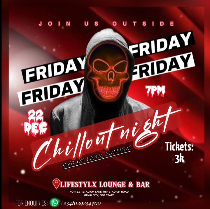 CHILLOUT NIGHT Post free event in Nigeria using tickethub.ng, buy and sell tickets to event
