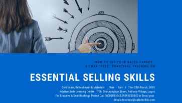 FREE ADVANCE ESSENTIAL SELLING SKILLS TRAINING COURSE — event on Tickethub.ng