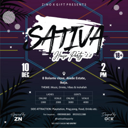 Sativa 2.0 (The house party ) — event on Tickethub.ng